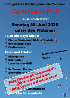 Gemeindefest abgesagt